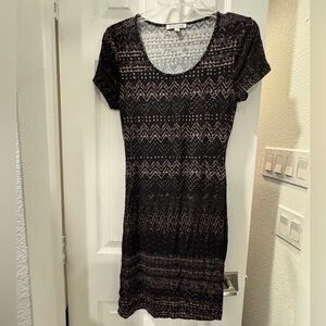 Patrons of Peace Black and Tan Mini Dress with Back Cut Out